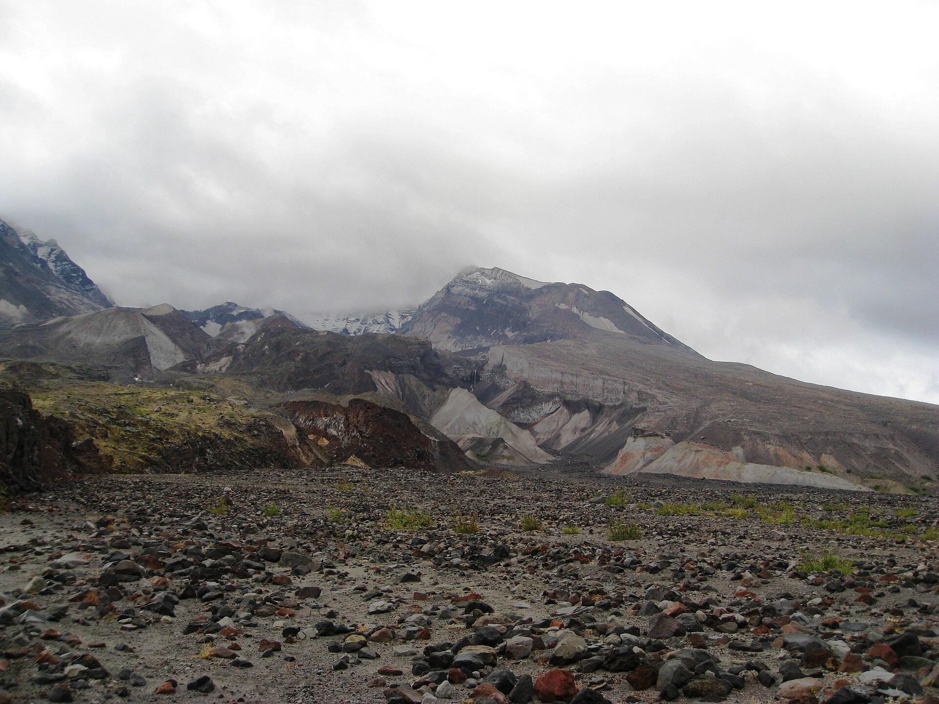 The volcanic crater and blast zone of Mount St. Helens